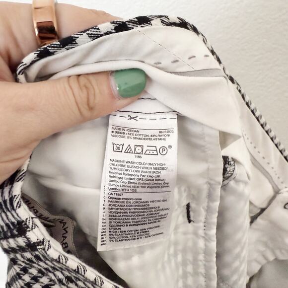 [Banana Republic] Black Houndstooth Plaid Stretch Sloan Slim Ankle Pants Size 2 - Picture 11 of 11